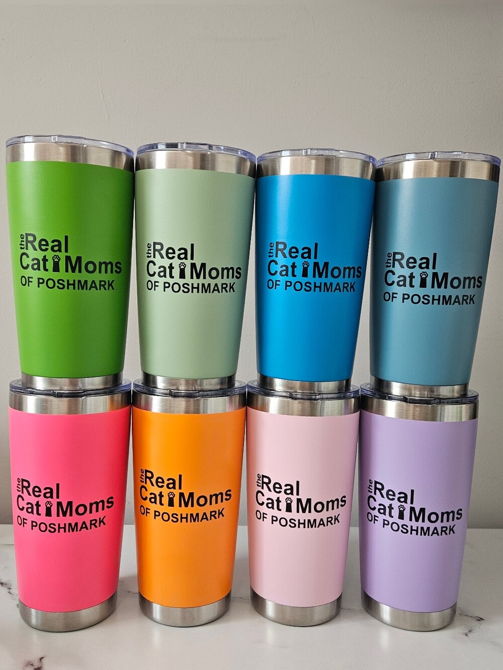 🐱🐾 "The Real Cat Moms Of Poshmark" 20oz Tumbler w/ Lid & Straw- Pick 1